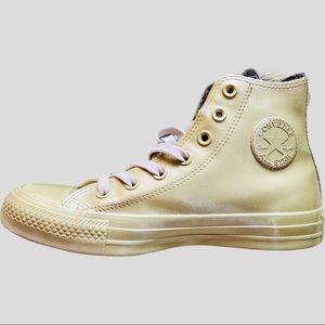 Converse Gold Drip Sneakers Chuck Taylor High Top Patent Shiny Laces Womens US 6